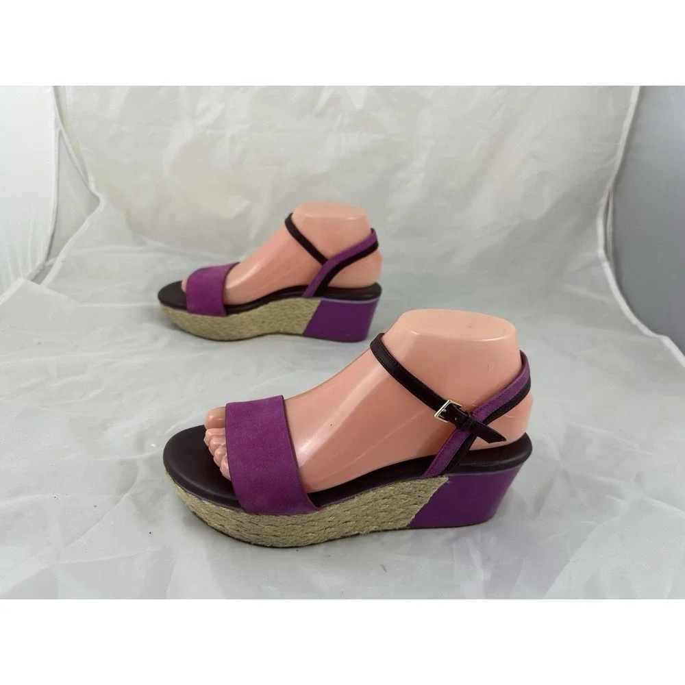 Cole Haan Womens 7B Arden Wedge Espadrille Platform sandals Purple Fuschia